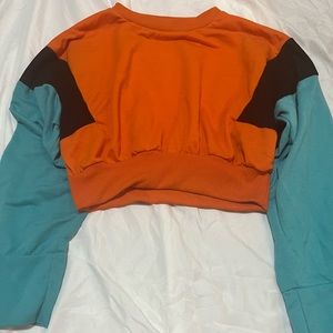 Shein color block cropped hoodie